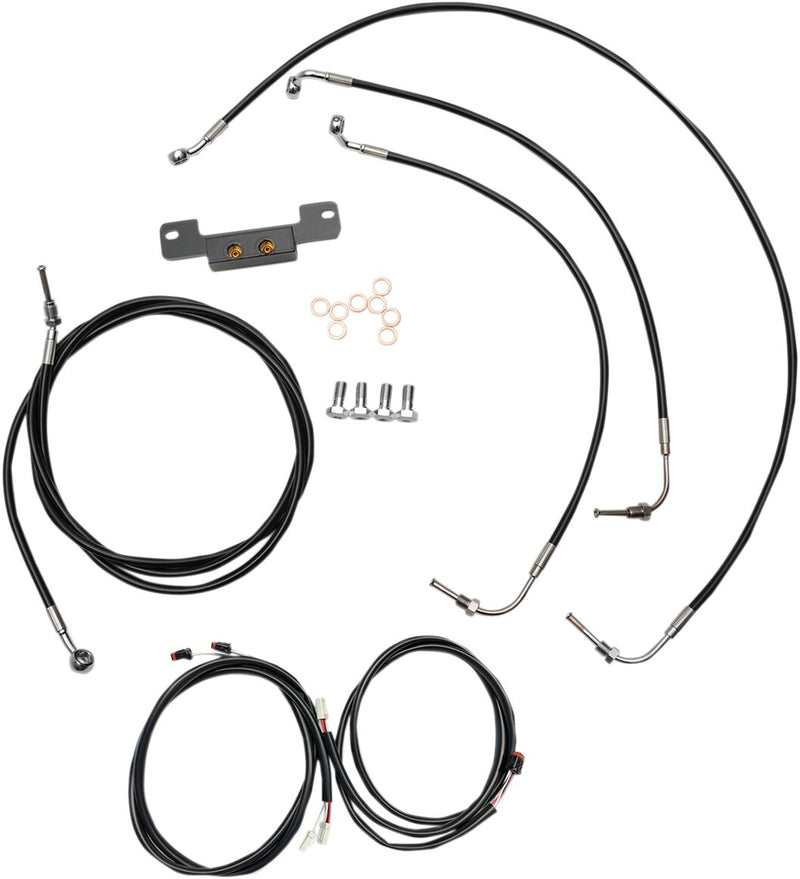 LA Choppers Complete Plug-and-Play Cable Kit Black Clear-Coated Alternate Length Braided Brake Line Clutch Line Black| Clear-Coated| Natural