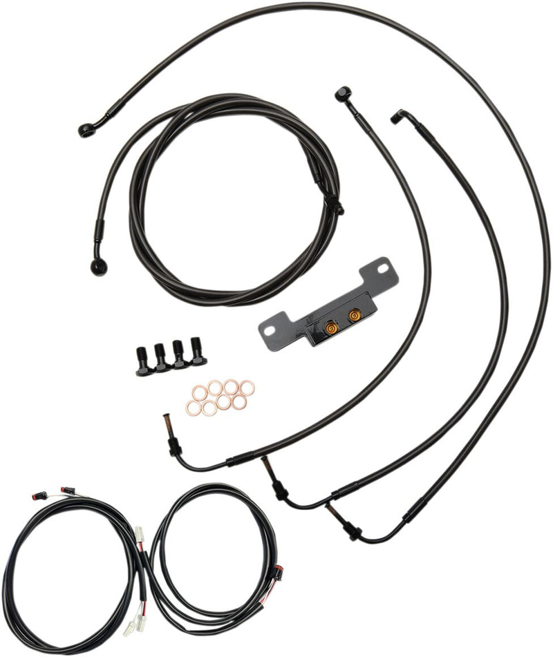 LA Choppers Complete Plug-and-Play Cable Kit Midnight Black Clear-Coated Alternate Length Braided Brake Line Clutch Line Black| Clear-Coated| Natural