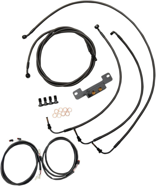 LA Choppers Complete Plug-and-Play Cable Kit Midnight Black Clear-Coated Alternate Length Braided Brake Line Clutch Line Black| Clear-Coated| Natural