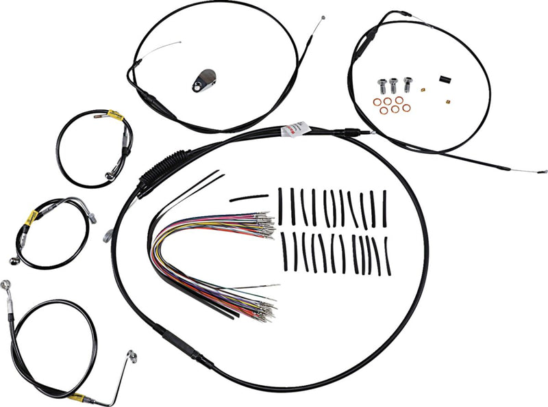 Burly Brand Control Kit for Early Touring Bikes with Bagger Bar Handlebars Complete Cable Kit Black Alternate Length Brake Line Clutch Line