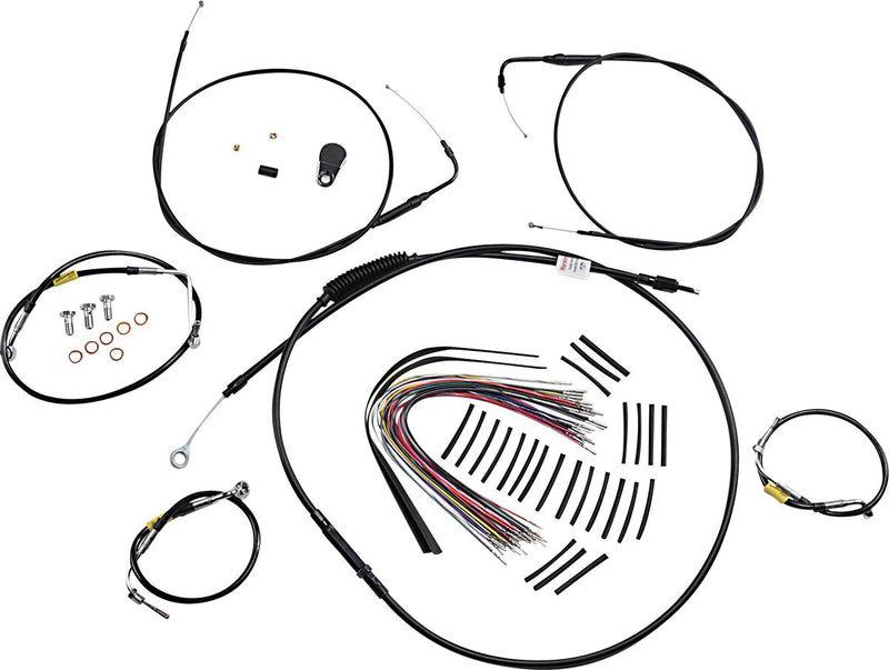 Burly Brand Control Kit for Early Touring Bikes with Bagger Bar Handlebars Complete Cable Kit Black Alternate Length Brake Line Clutch Line Each