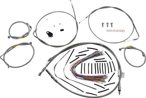 Burly Brand Control Kit for Early Touring Bikes with Bagger Bar Handlebars Complete Cable Kit Silver Alternate Length Brake Line Clutch Line