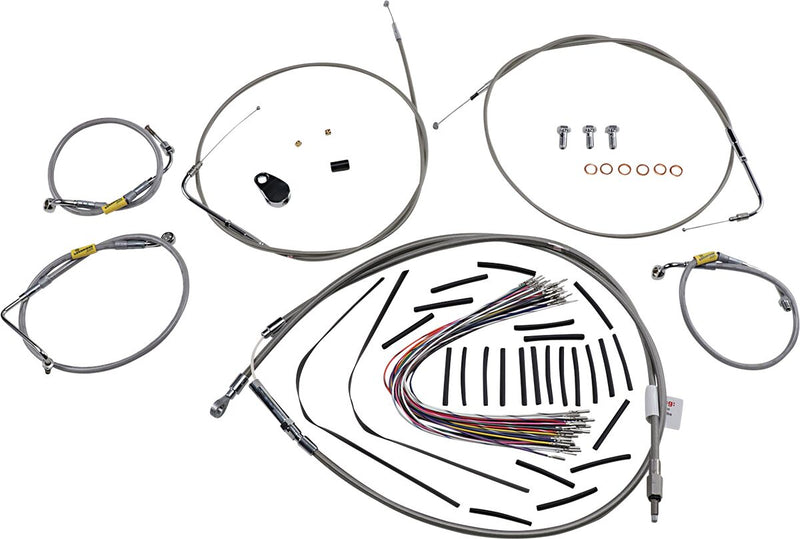 Burly Brand Control Kit for Early Touring Bikes with Bagger Bar Handlebars Complete Cable Kit Silver Alternate Length Brake Line Clutch Line Each