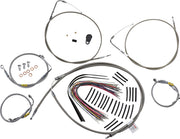 Burly Brand Control Kit for Early Touring Bikes with Bagger Bar Handlebars Complete Cable Kit Silver Alternate Length Brake Line Clutch Line