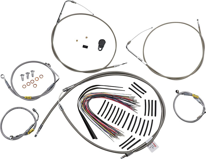 Burly Brand Control Kit for Early Touring Bikes with Bagger Bar Handlebars Complete Cable Kit Silver Alternate Length Brake Line Clutch Line Each