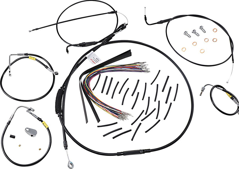 Burly Brand Control Kit for Early Touring Bikes with Bagger Bar Handlebars Complete Cable Kit Black Alternate Length Brake Line Clutch Line
