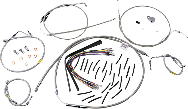 Burly Brand Control Kit for Early Touring Bikes with Bagger Bar Handlebars Complete Cable Kit Silver Alternate Length Brake Line Clutch Line