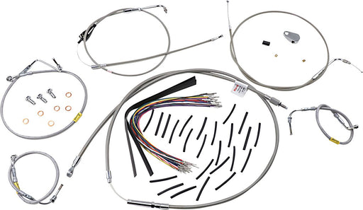 Burly Brand Control Kit for Early Touring Bikes with Bagger Bar Handlebars Complete Cable Kit Silver Alternate Length Brake Line Clutch Line