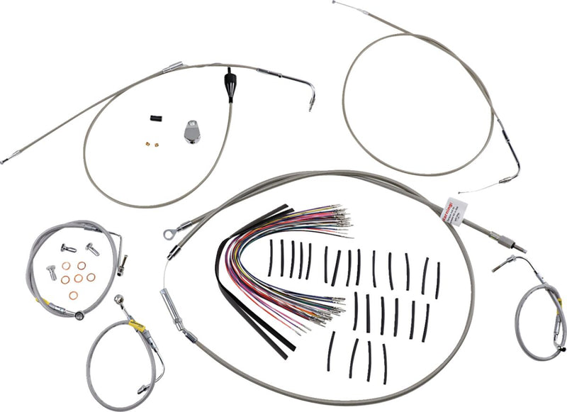 Burly Brand Control Kit for Early Touring Bikes with Bagger Bar Handlebars Complete Cable Kit Silver Alternate Length Brake Line Clutch Line