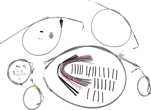 Burly Brand Control Kit for Early Touring Bikes with Bagger Bar Handlebars Complete Cable Kit Silver Alternate Length Brake Line Clutch Line