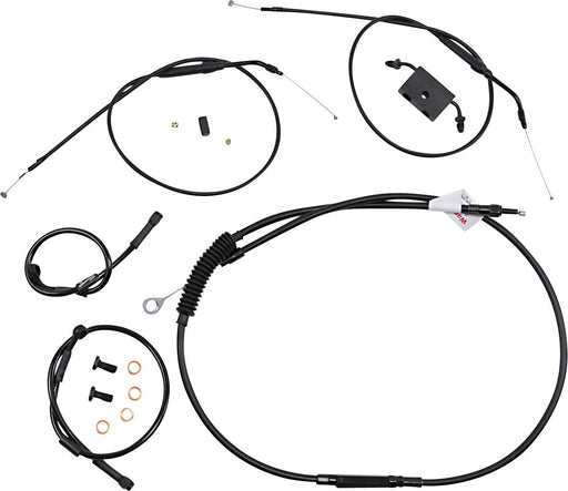 Burly Brand Extended Handlebar Cable and Brake Line Kit for Sportsters with ABS Complete Cable Kit Black Alternate Length Braided Clutch Line