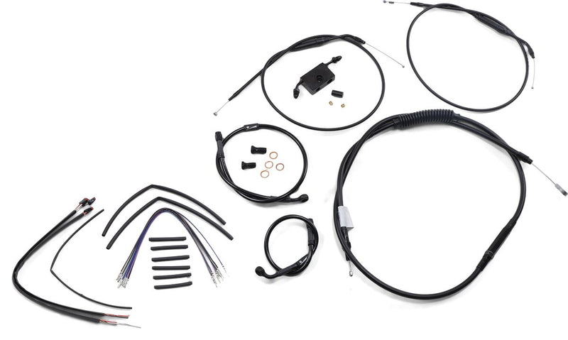 Burly Brand Extended Handlebar Cable and Brake Line Kit for Sportsters with ABS Complete Cable Kit Black Alternate Length Braided Clutch Line