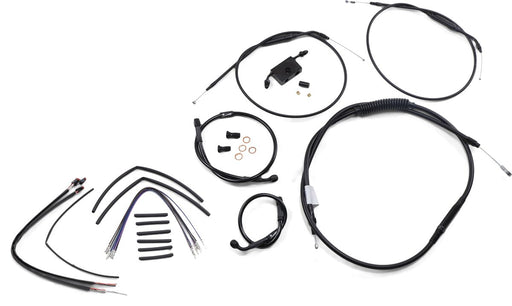 Burly Brand Extended Handlebar Cable and Brake Line Kit for Sportsters with ABS Complete Cable Kit Black Alternate Length Braided Clutch Line