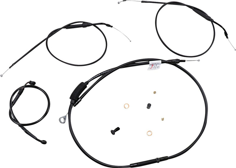 Burly Brand Extended Handlebar Cable and Brake Line Kit for Sportsters with ABS Complete Cable Kit Black Alternate Length Braided Clutch Line