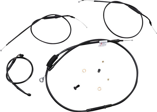 Burly Brand Extended Handlebar Cable and Brake Line Kit for Sportsters with ABS Complete Cable Kit Black Alternate Length Braided Clutch Line