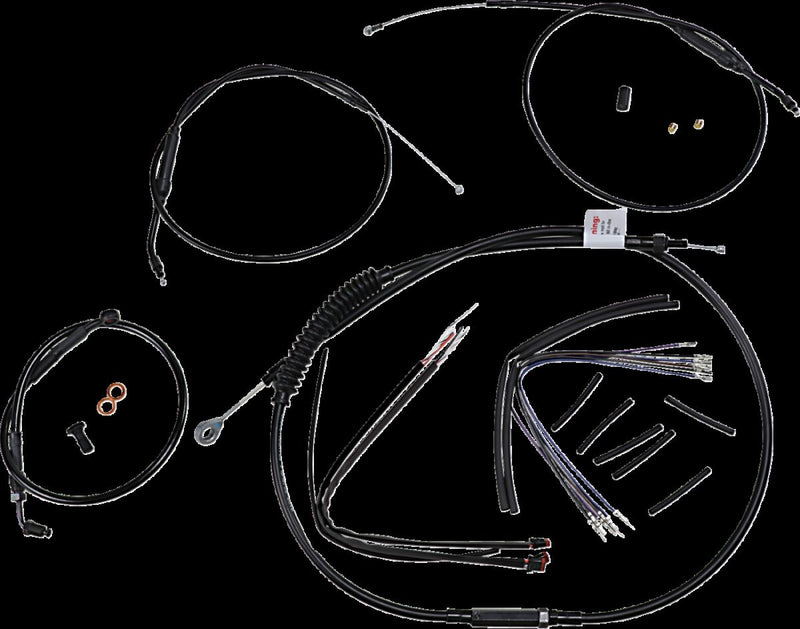 Burly Brand Extended Handlebar Cable and Brake Line Kit for Sportsters with ABS Complete Cable Kit Black Alternate Length Braided Clutch Line