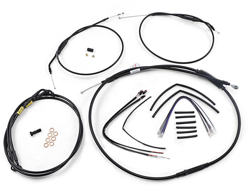 Burly Brand Jail Bar Cable Kit Complete Black Alternate Length Braided Brake Line Clutch Line