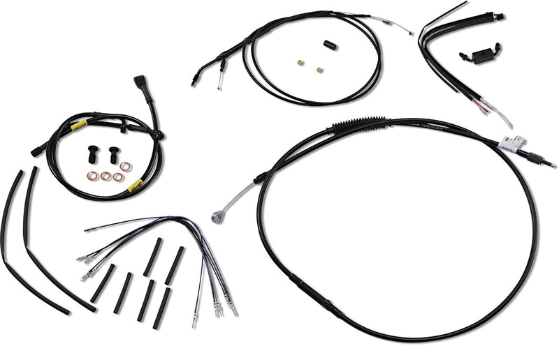 Burly Brand Handlebar Cable and Brake Line Kit for Wide Glide Gorilla Handlebars Standard Cable Kit Black Silver Alternate Length Clutch Line