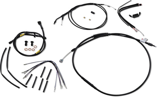 Burly Brand Handlebar Cable and Brake Line Kit for Wide Glide Gorilla Handlebars Standard Cable Kit Black Silver Alternate Length Clutch Line
