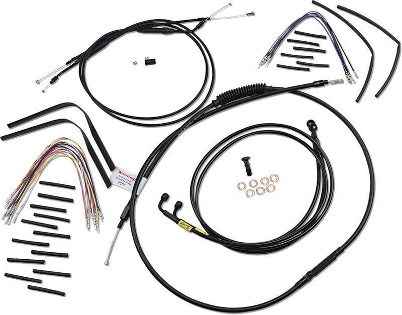 Burly Brand Complete Black Vinyl Handlebar Cable/Line Kit for Ape Hangers Cable Kit Alternate Length Braided Brake Line Clutch Line