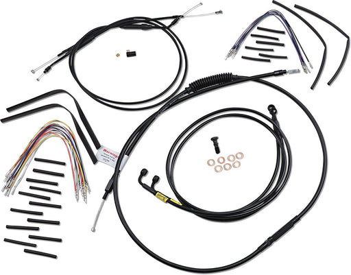 Burly Brand Complete Black Vinyl Handlebar Cable/Line Kit for Ape Hangers Cable Kit Alternate Length Braided Brake Line Clutch Line