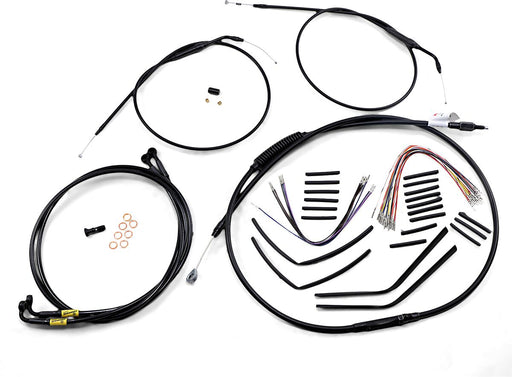 Burly Brand Complete Black Vinyl Handlebar Cable/Line Kit for Ape Hangers Cable Kit Alternate Length Braided Brake Line Clutch Line