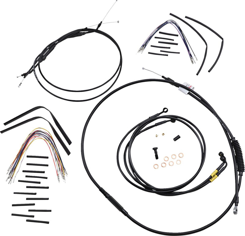 Burly Brand Complete Black Vinyl Handlebar Cable/Line Kit for Ape Hangers Cable Kit Alternate Length Braided Brake Line Clutch Line