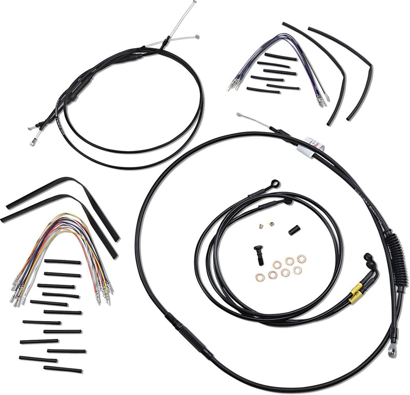 Burly Brand Complete Black Vinyl Handlebar Cable/Line Kit for Ape Hangers Cable Kit Alternate Length Braided Brake Line Clutch Line Each