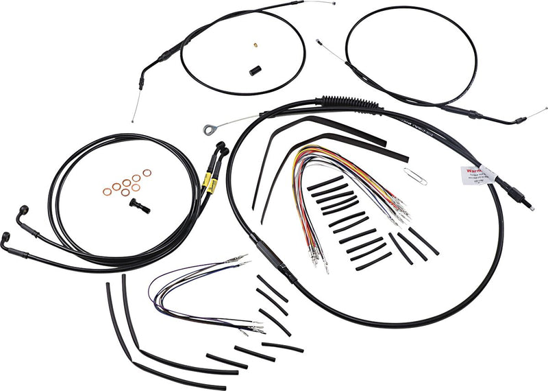Burly Brand 12 Inch Apehanger Cable/Line Kit in Black For 2008-2011 Dyna FXDF Fat Bob ABS