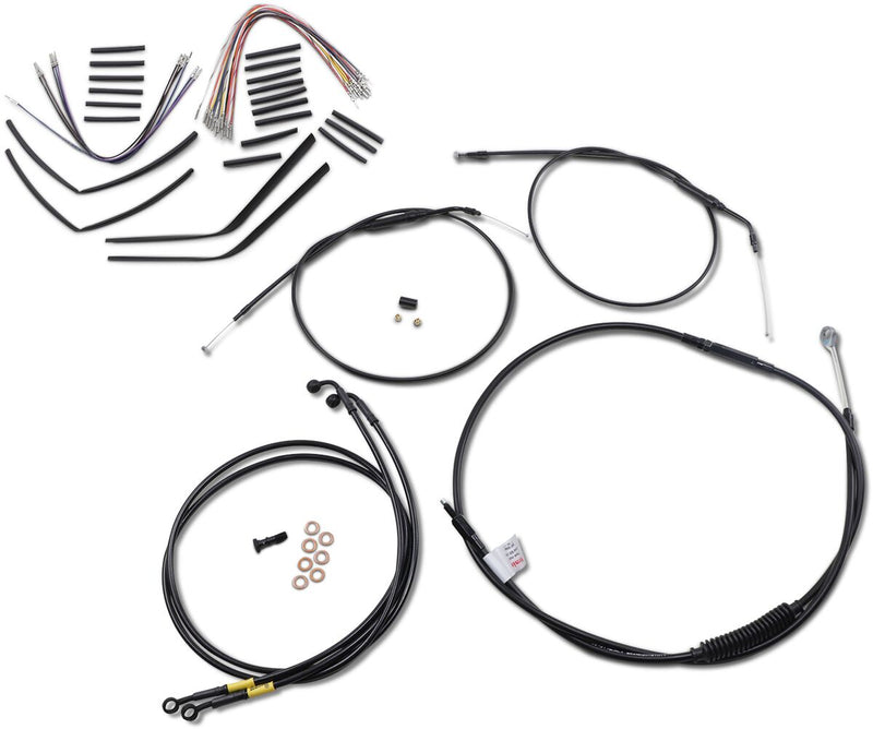 Burly Brand Complete Black Vinyl Handlebar Cable/Line Kit for Ape Hangers Cable Kit Alternate Length Braided Brake Line Clutch Line