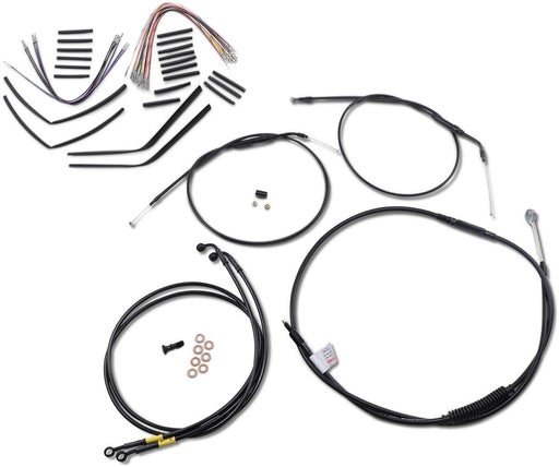 Burly Brand Complete Black Vinyl Handlebar Cable/Line Kit for Ape Hangers Cable Kit Alternate Length Braided Brake Line Clutch Line
