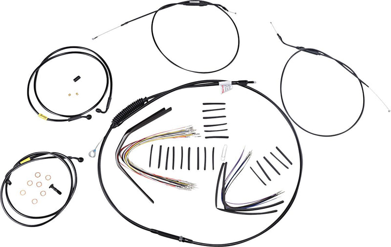 Burly Brand Complete Black Vinyl Handlebar Cable/Line Kit for Ape Hangers Cable Kit Alternate Length Braided Brake Line Clutch Line