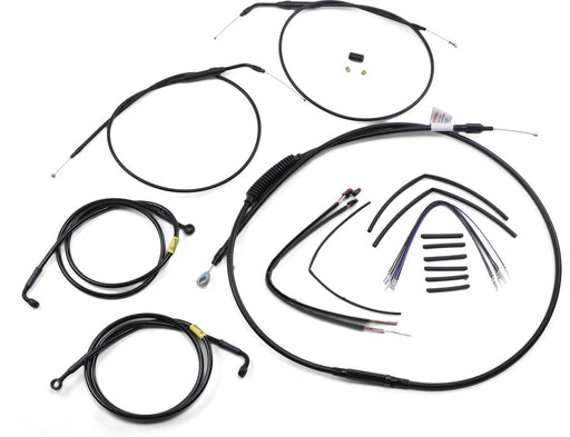 Burly Brand Complete Black Vinyl Handlebar Cable/Line Kit for Ape Hangers Cable Kit Alternate Length Braided Brake Line Clutch Line