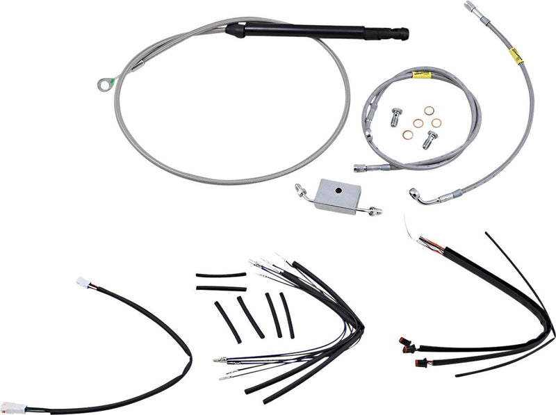 Burly Brand Handlebar Cable and Brake Line Kit for Burly Ape Handlebars Standard Cable Kit Silver Alternate Length Braided Clutch Line