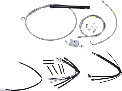 Burly Brand Handlebar Cable and Brake Line Kit for Burly Ape Handlebars Standard Cable Kit Silver Alternate Length Braided Clutch Line