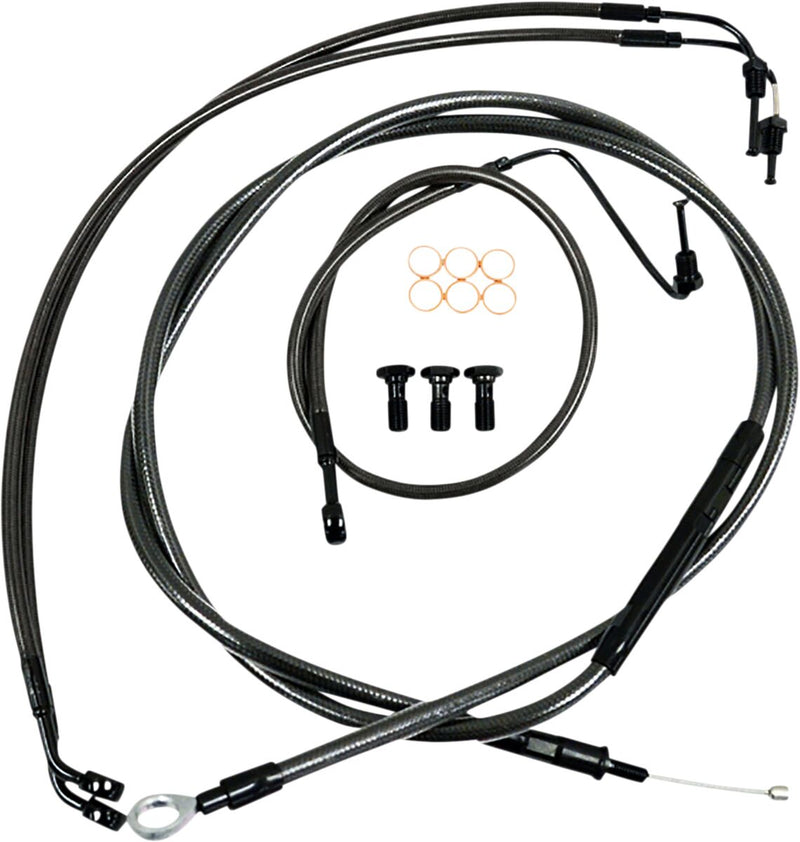 LA Choppers Standard Midnight Braided Handlebar Cable/Brake Line Kit Cable Kit Black Clear-Coated Alternate Length Clutch Line