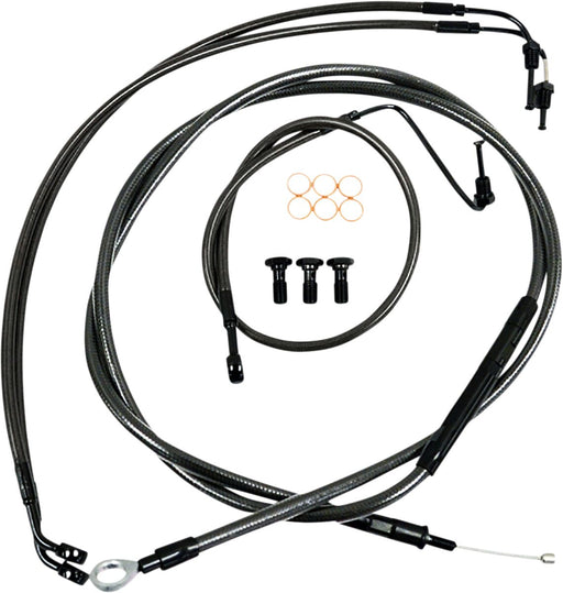 LA Choppers Standard Midnight Braided Handlebar Cable/Brake Line Kit Cable Kit Black Clear-Coated Alternate Length Clutch Line