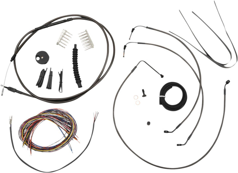 LA Choppers Complete Midnight Braided Handlebar Cable/Brake Line Kit Cable Kit Black Clear-Coated Alternate Length Clutch Line Black| Clear-Coated| Natural