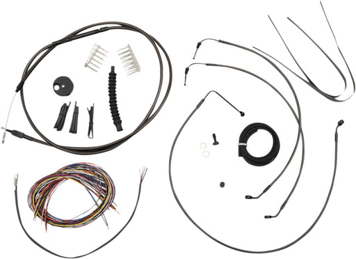 LA Choppers Complete Midnight Braided Handlebar Cable/Brake Line Kit Cable Kit Black Clear-Coated Alternate Length Clutch Line Black| Clear-Coated| Natural