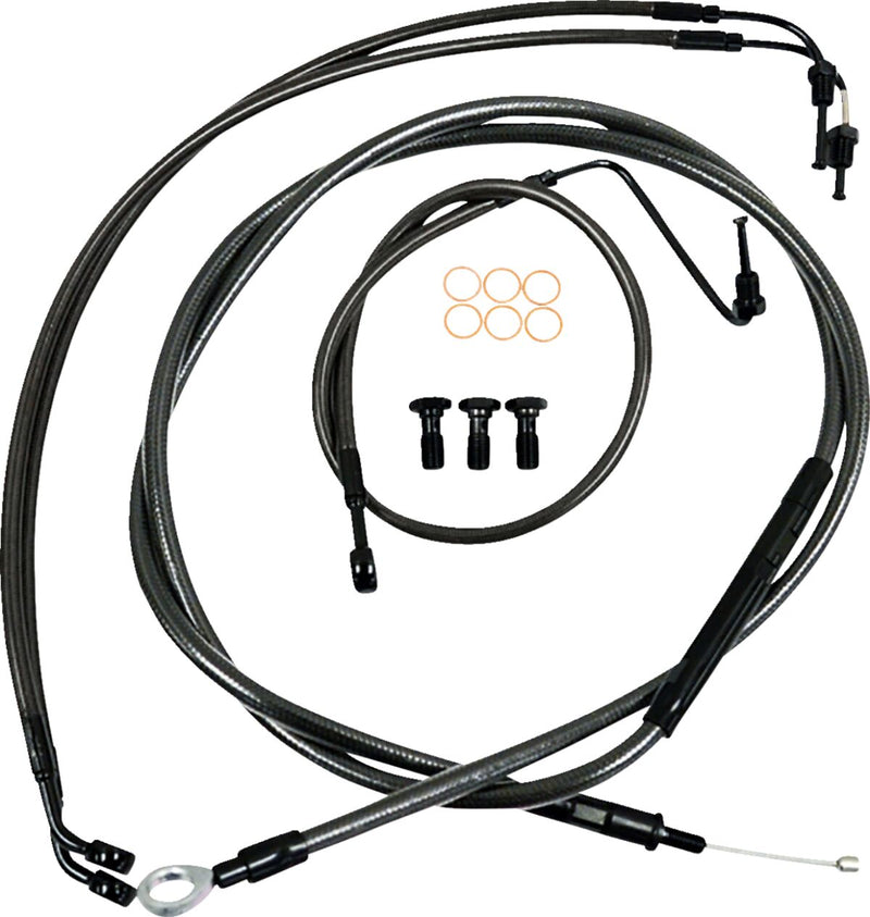 LA Choppers Standard Midnight Braided Handlebar Cable/Brake Line Kit Cable Kit Black Clear-Coated Alternate Length Clutch Line