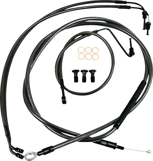 LA Choppers Standard Midnight Braided Handlebar Cable/Brake Line Kit Cable Kit Black Clear-Coated Alternate Length Clutch Line