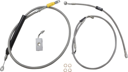 LA Choppers Standard Stainless Braided Handlebar Cable/Brake Line Kit Cable Kit Clear-Coated Natural Silver Alternate Length Clutch Line