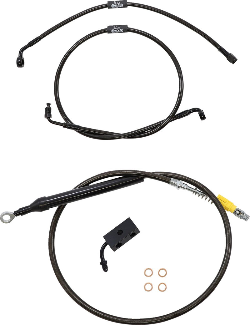 LA Choppers Standard Midnight Braided Handlebar Cable/Brake Line Kit Cable Kit Black Clear-Coated Alternate Length Clutch Line