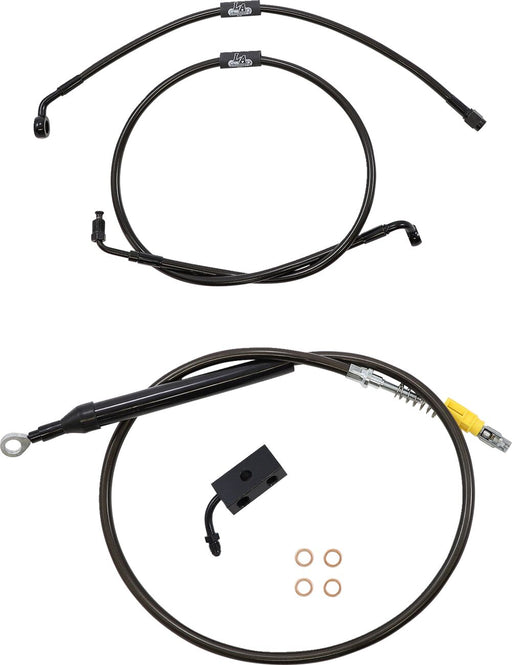 LA Choppers Standard Midnight Braided Handlebar Cable/Brake Line Kit Cable Kit Black Clear-Coated Alternate Length Clutch Line