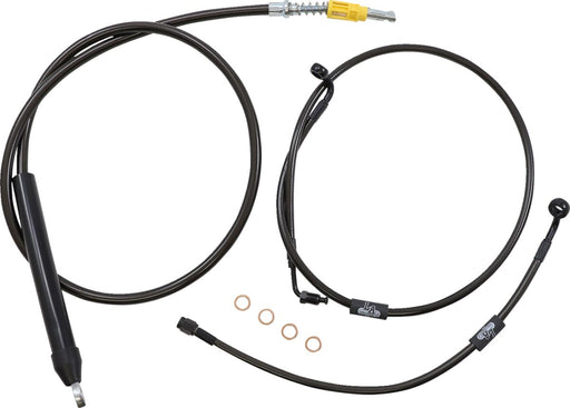 LA Choppers Standard Midnight Braided Handlebar Cable/Brake Line Kit Cable Kit Black Clear-Coated Alternate Length Clutch Line