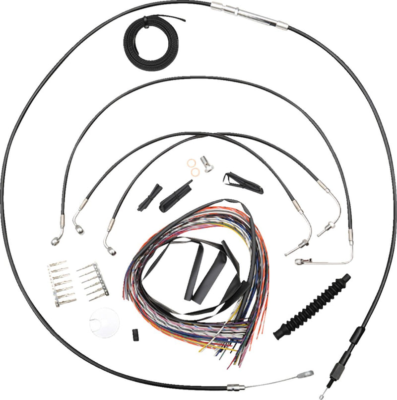 LA Choppers Complete Black Vinyl Braided Handlebar Cable/Brake Line Kit Cable Kit Clear-Coated Alternate Length Clutch Line Black| Clear-Coated| Natural