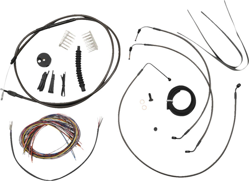 LA Choppers Complete Midnight Braided Handlebar Cable/Brake Line Kit Cable Kit Black Clear-Coated Alternate Length Clutch Line Black| Clear-Coated| Natural