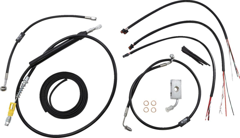 LA Choppers Complete Black Vinyl Braided Handlebar Cable/Brake Line Kit Cable Kit Clear-Coated Alternate Length Clutch Line Black| Clear-Coated| Natural