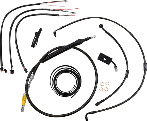 LA Choppers Complete Midnight Braided Handlebar Cable/Brake Line Kit Cable Kit Black Clear-Coated Alternate Length Clutch Line Black| Clear-Coated| Natural