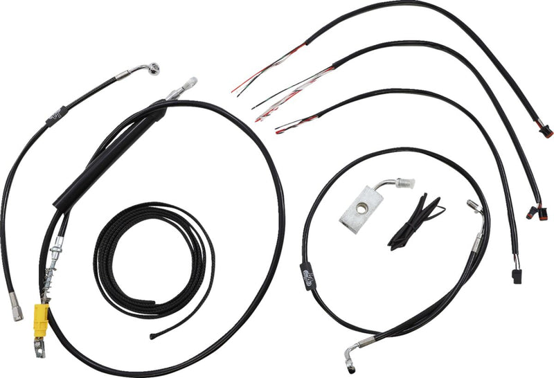 LA Choppers Complete Black Vinyl Braided Handlebar Cable/Brake Line Kit Cable Kit Clear-Coated Alternate Length Clutch Line Black| Clear-Coated| Natural